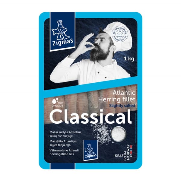 Zigmas sillfiléer lättsaltad olja 1000 g litauisk smak 1 kg Classic