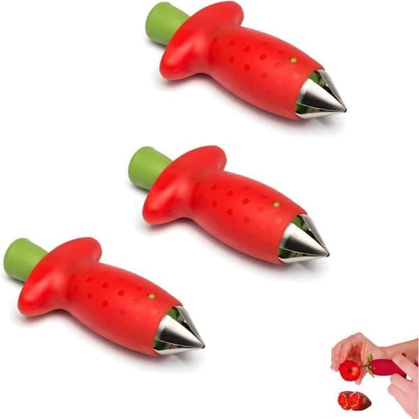 3 st Remover Fruktborrare, Jordgubbsskalare, Jordgubbs- och tomatskärare, jordgubbs- och tomatskärare i rostfritt stål