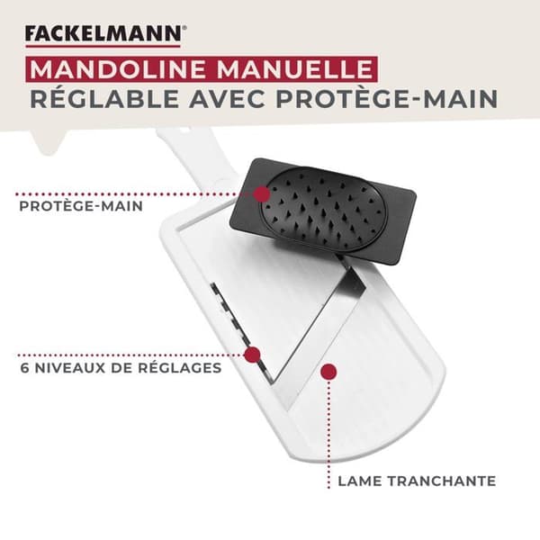 Professionell mandolin - Fackelmann - Justerbar upp till 6 mm - Rostfritt stål - Handskydd ingår
