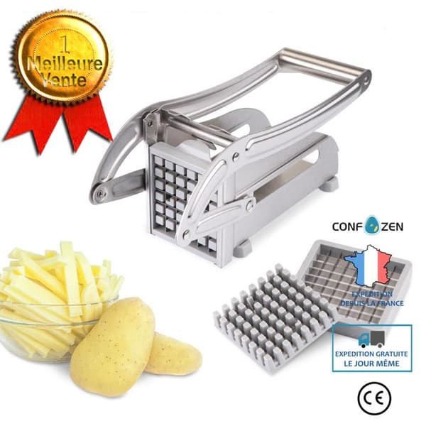 Pommes fritesmaskin - TD®CONFO - Hushålls pommes fritesskärare - Rostfritt stål - 2 galler - Manual