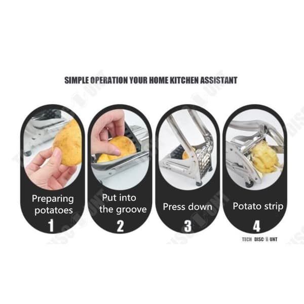 TD® pommes frites skärmaskin rostfritt stål proffs skivare potatis grönsaksgurka skär kök morot ergonomiskt handtag