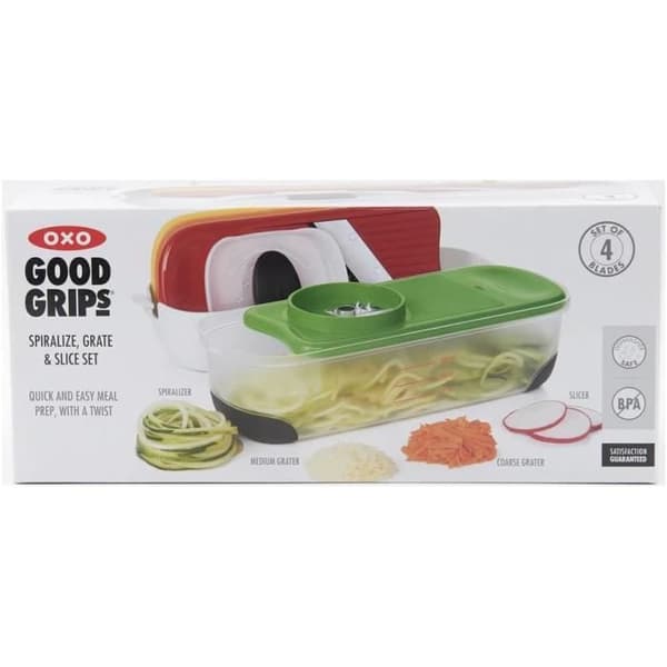 Grönsaksskärare - OXO Good Grips - Komplett set - Rivjärn, mandolin, spiralizer - Rutsystem - Rostfritt stål