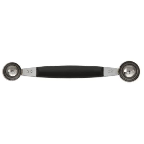 Fruktform - Inox - Dubbelblad - 2.2 cm och 2.5 cm - Handtag i polypropen - Svart