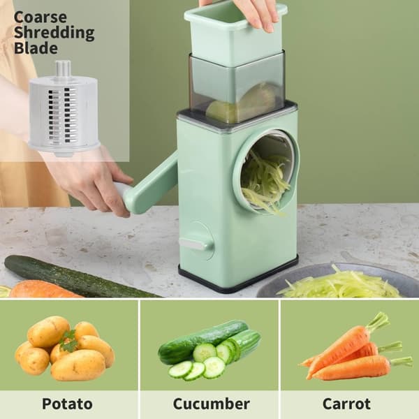 Bomclap Håndhållen grönsaksskärmaskin, multifunktionell grönsaksriven för potatis, morötter och grönsaker, 6 blad