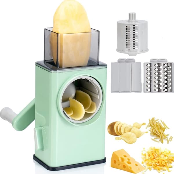 Bomclap Håndhållen grönsaksskärmaskin, multifunktionell grönsaksriven för potatis, morötter och grönsaker, 6 blad