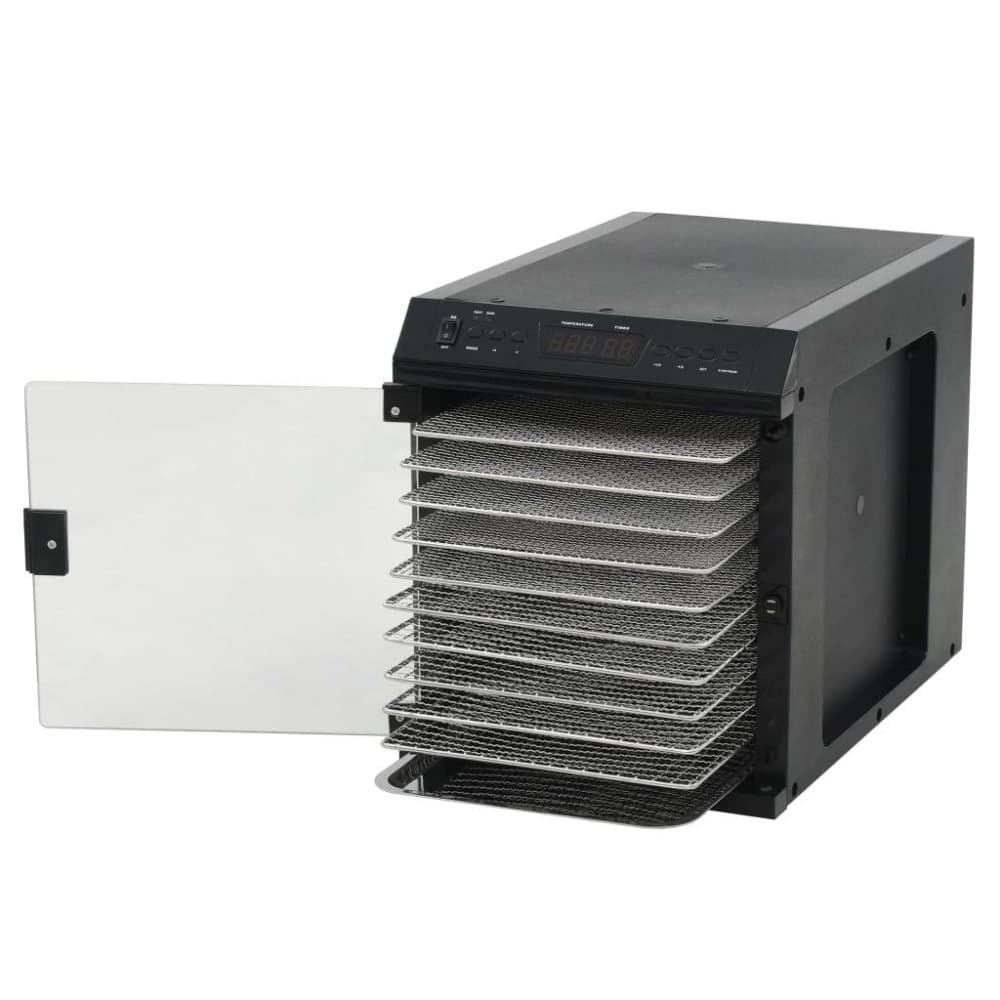 vidaXL fødevaredehydrator rustfrit stål 11 bakker 480 W sort
