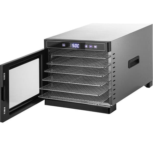 600W elektrisk mattorkarmaskin med 6 justerbara brickor, 360° varmluftscirkulation, digital pekskärm, humaniserad design, lätt att städa