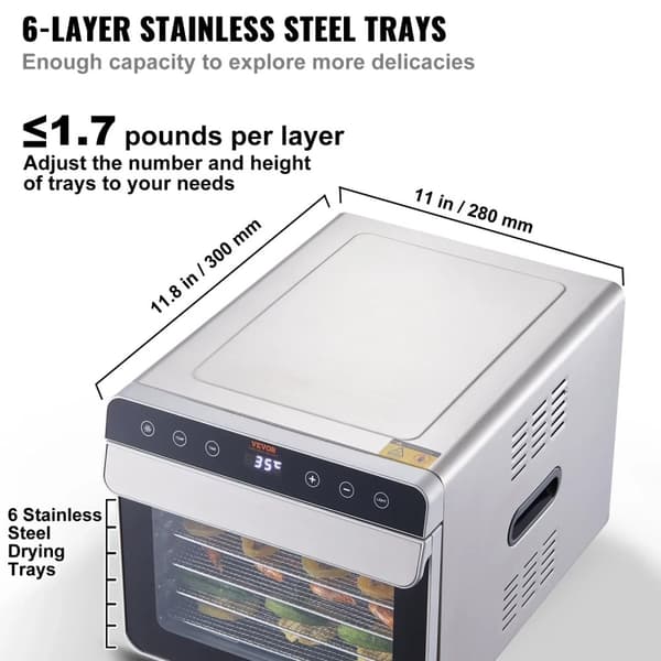 Mattorkningsmaskin, 700W effekt, 6 brickor, justerbar timer och temperatur