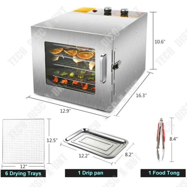 TD® frukt- och grönsaksdehydrator nivå 6 Korrosions- och rostsäker 360° cirkulationsvärme mattorkare