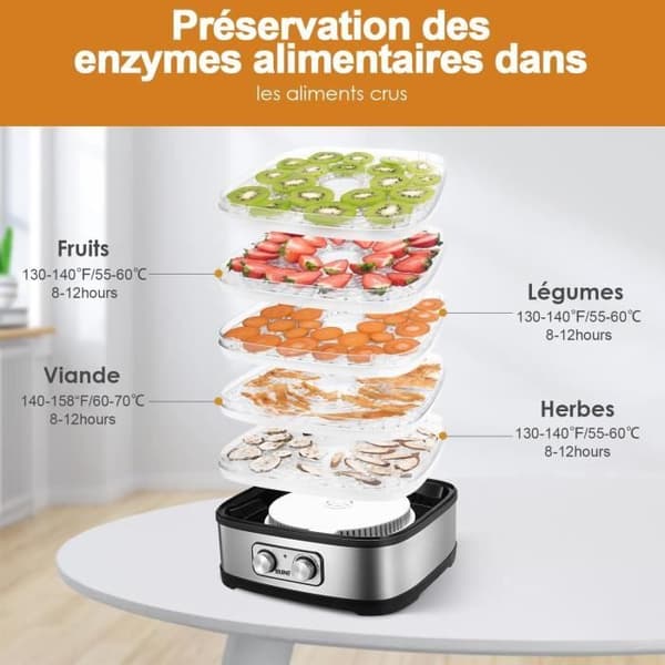 Livsmedelstork - YASHE - GGJ-261A - 5 hyllor - Temperatur 35 till 70°C - 240 Watt