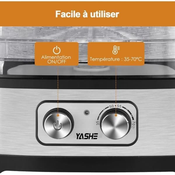 Livsmedelstork - YASHE - GGJ-261A - 5 hyllor - Temperatur 35 till 70°C - 240 Watt