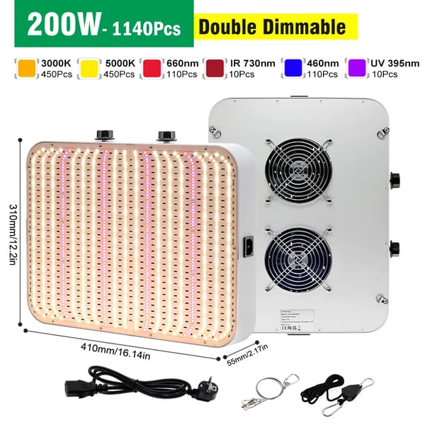 LED-kasvivalo, täysivalo, himmennettävä,200W