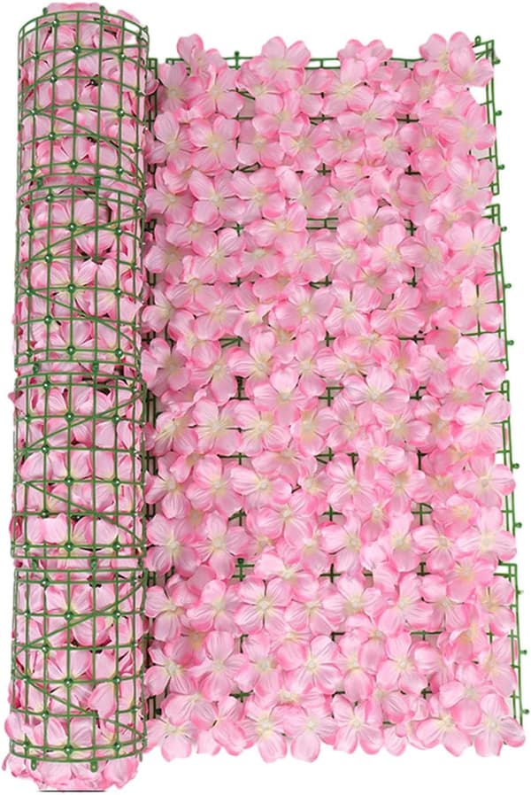 kunstig vedbend hegn skærm rulle plast blomster kunstige hække paneler rulle have hegn balkon privatliv udendørs dekorativ Pink 100X300CM