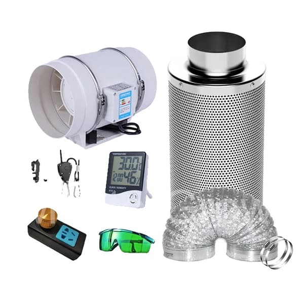 Kanalfläktset, Fjärrströmbrytare Hastighetsregulator, Kolfilter, Speed Fan Kit, 4 tum 100 mm