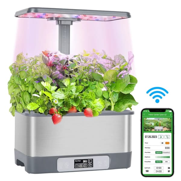 Hydroponik, Smart APP-kontroll, Fullspektrumbelysning, Justerbar ljusstolpe,Växande System