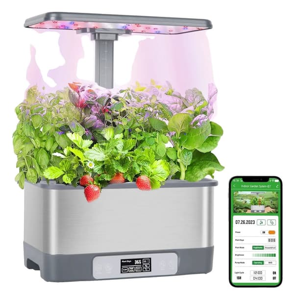 Hydroponik, Smart APP-kontroll, Fullspektrumbelysning, Justerbar ljusstolpe,Växande System