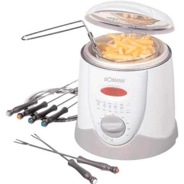 Bomann FFR 1290 Fondue-fritös 1 l 840 W med manuell temperaturinställning Vit, Grå Grå, Vit