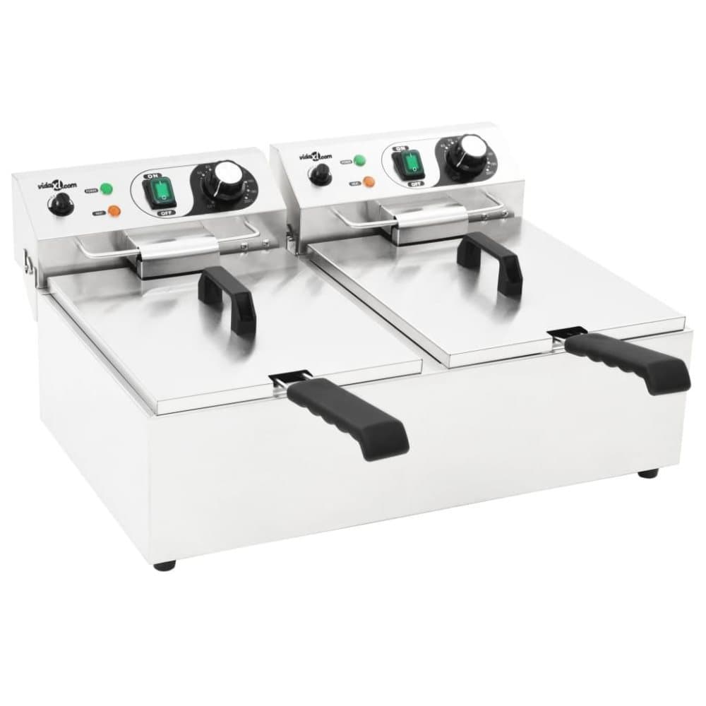 vidaXL Elektrisk fritös rostfritt stål 20 L 6000 W