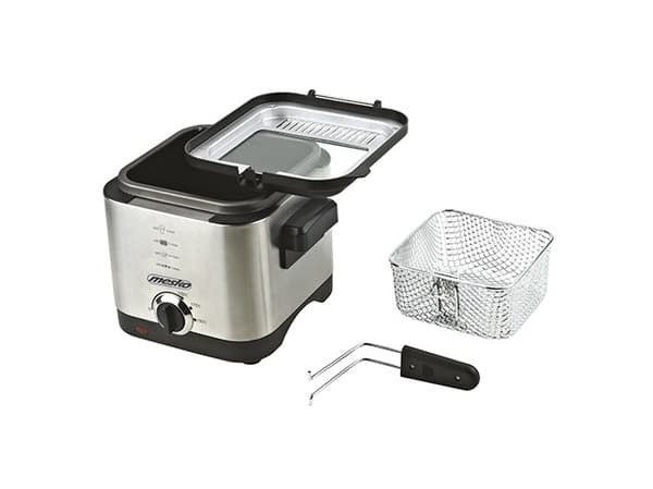 Mesko Home MS 4910, Frituregryde, 1,5 L, Enkelt, Sort, Satin stål, Dreje, Enkeltstående