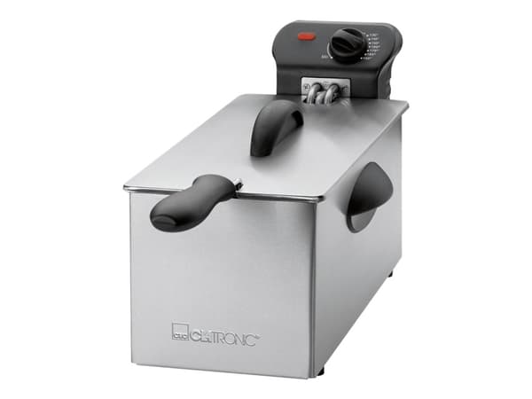 Clatronic 263684, Rasvakeitin, 3 L, Yksi, Musta, Ruostumaton teräs, Rotaatio, Erillinen
