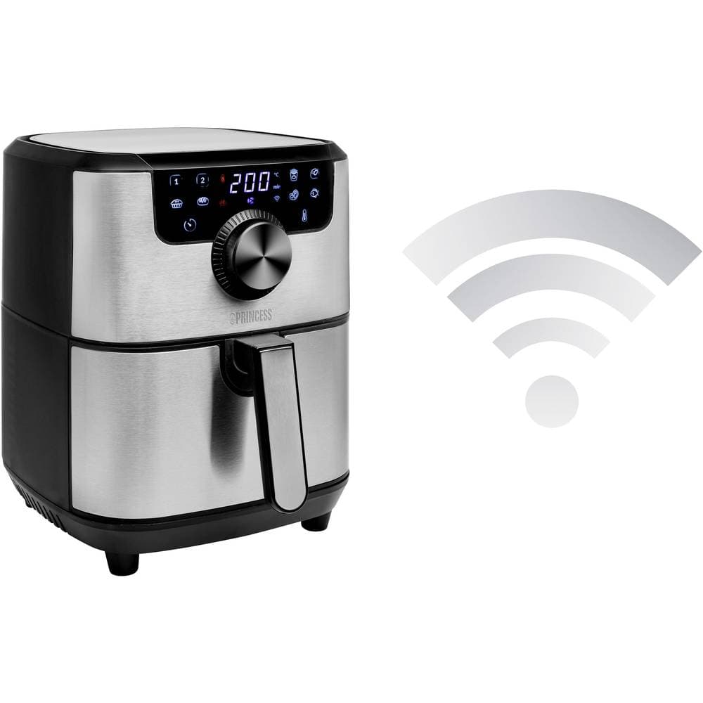 Princess 01.182037.01.001 Varmluftsfritös 1500 W App styrbar, Timerfunktion Svart, Silver