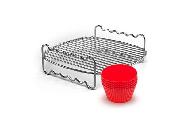 Philips Airfryer Accessory HD9904/01 Grillspett och muffinsformar, Tillbehörskit, Philips, Röd, Silver, Rostfritt stål, 175 mm, 175 mm