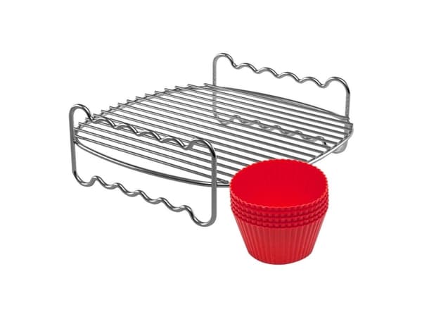 Philips Airfryer Accessory HD9904/01 Grillspett och muffinsformar, Tillbehörskit, Philips, Röd, Silver, Rostfritt stål, 175 mm, 175 mm