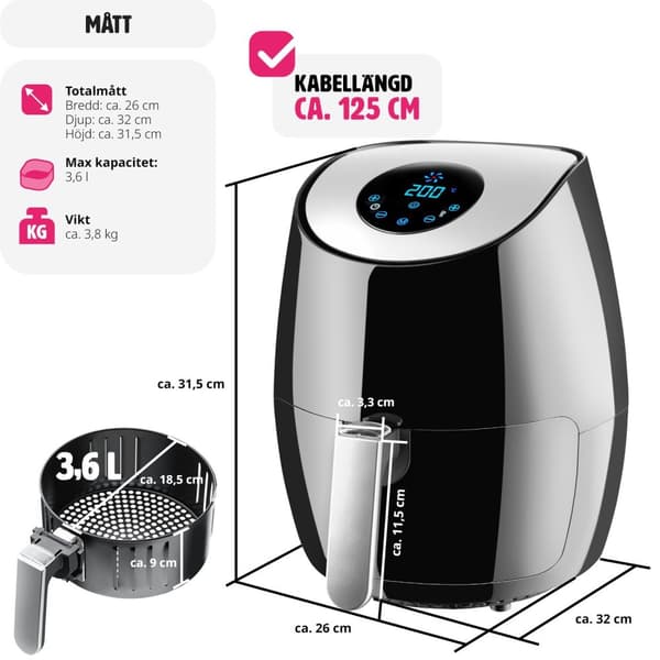 Airfryer Mitch 3,6 L - svart
