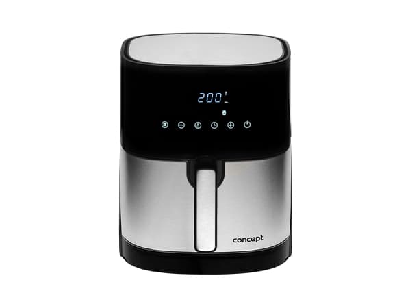 Concept FR5000, Kuumakiertoilmakypsennin, 5 L, 80 °C, 200 °C, 60 min, Yksi musta, Satiini teräs