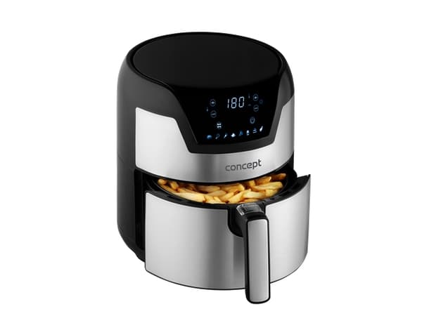 Concept FR3500, Varmluftsfrityr, 3,5 l, 80 °C, 200 °C, 60 min, Single/enkelt Sort, Metallisk