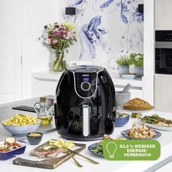 Princess 01.182055.01.001 Varmluftsfritös 5.2 l 1700 W Non-stick-beläggning, med display, Timerfunktion Svart