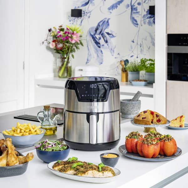 Princess 01.182026.01.001 Varmluftsfritös 4.5 l 1500 W Överhettningsskydd, Timerfunktion, med display Svart/Silver