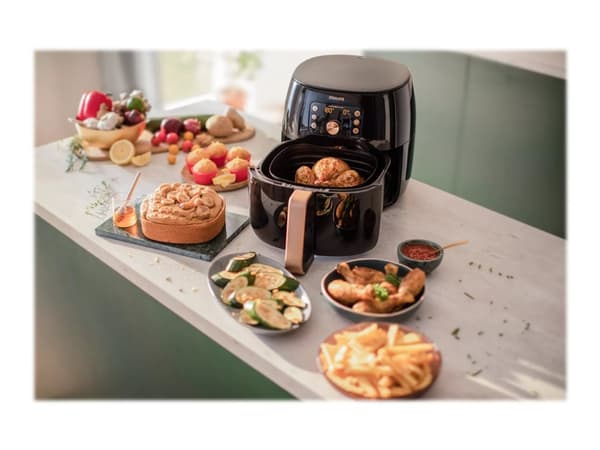 Philips Premium Collection HD9867 Airfryer XXL - Varmluftsfritös - 2.2 kW - djup svart/koppar