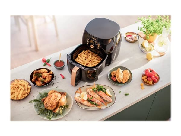 Philips Premium Collection HD9867 Airfryer XXL - Varmluftsfritös - 2.2 kW - djup svart/koppar