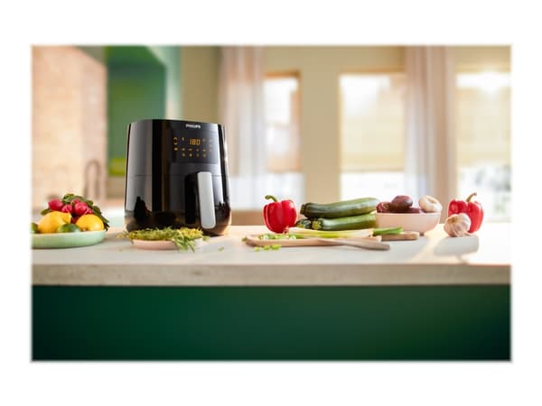 Philips Essential HD9252 - Varmluftsteker - 4.1 liter - 1.4 kW - svart / sølv