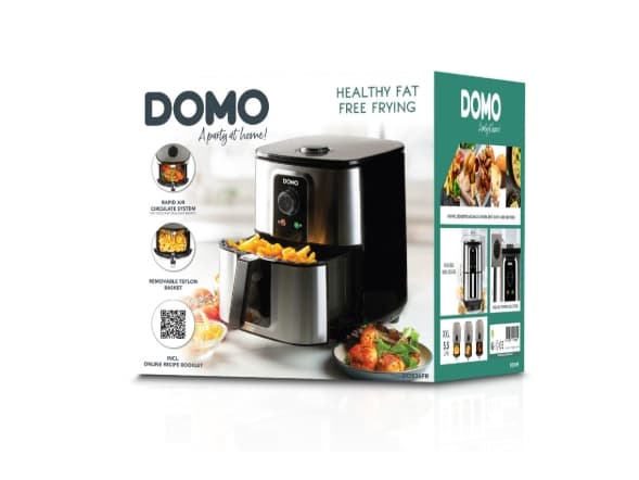 Domo DO536FR, Varmluftsfrityr, 5,5 l, 1,5 kg, 80 °C, 200 °C, 30 min Sort, Sølv