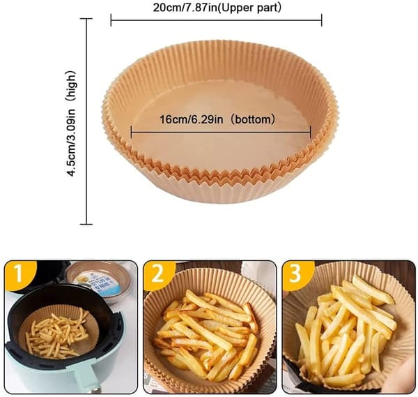 100 stk Air Fryer Liners engangspergament former naturen