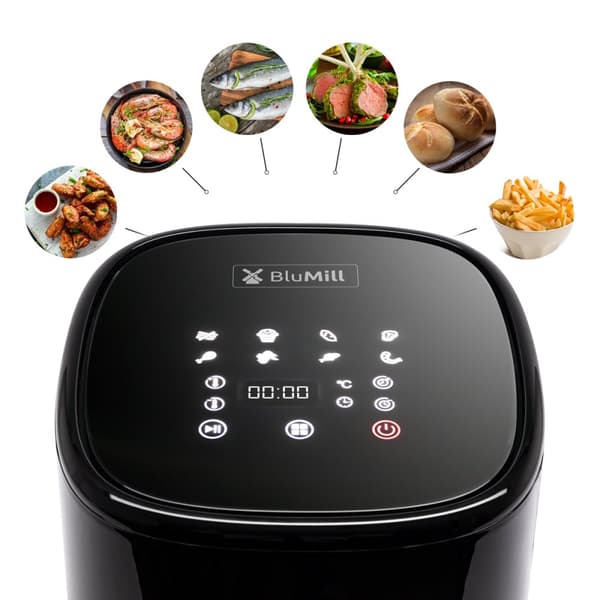 BluMill Smart Airfryer - Varmluftfritur med sprød plade - Airfryer 5 liter - Wifi og gratis App