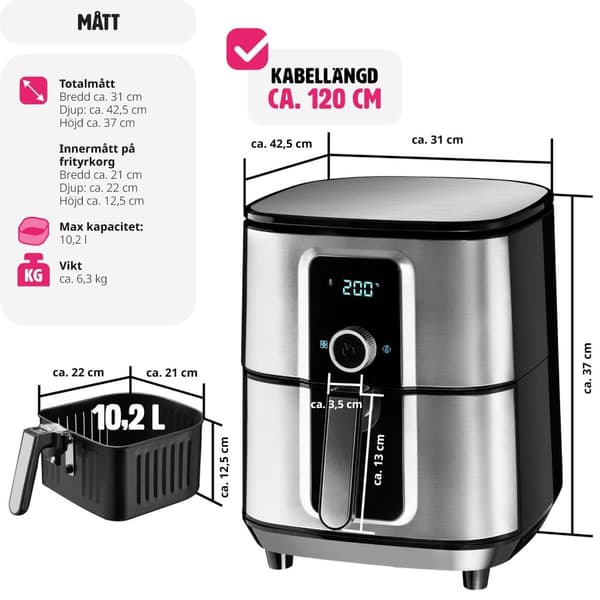 Airfryer Ben 10.2 L - silver