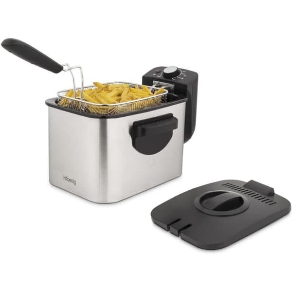 HKoeNIG DFX500 - Elektrisk fritös 3L - 2200W - Justerbar temperatur - Stomme i rostfritt stål - Avtagbar korg
