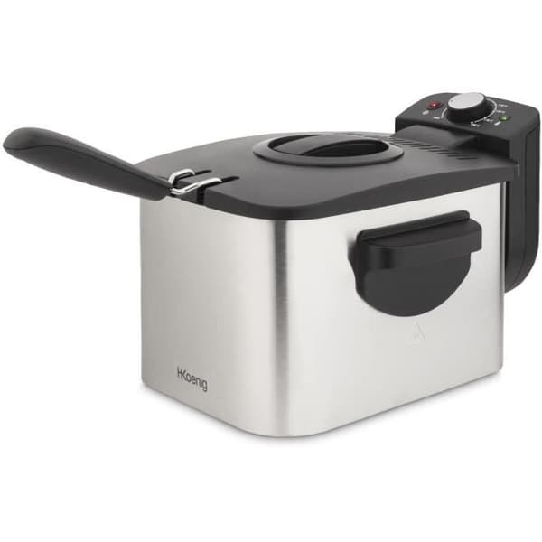 HKoeNIG DFX500 - Elektrisk fritös 3L - 2200W - Justerbar temperatur - Stomme i rostfritt stål - Avtagbar korg