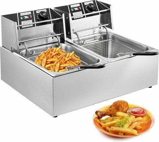 Dubbel stekpanna | 2x6 liter | Duo stekpanna | Dubbel korg | Professionell stekpanna | Horeca
