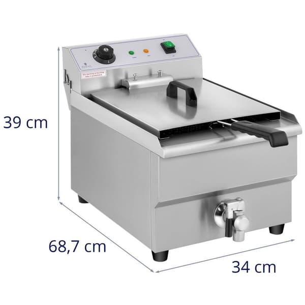 Royal Catering Fritös - 16 liter - 230 V - Tappkran