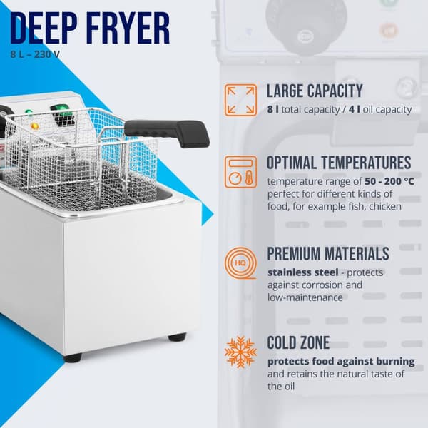 Royal Catering Elektrisk fritös - 8 liter - 230 V