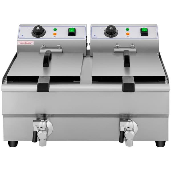 Royal Catering Elektrisk fritös - 2 x 10 liter - Avtappningskranar - 230 V