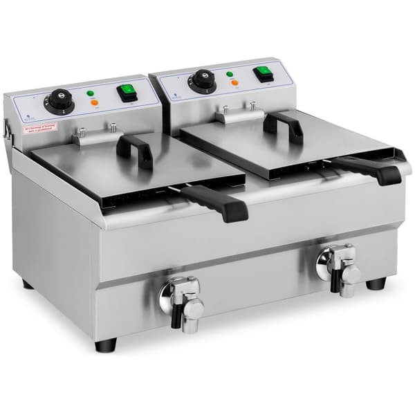 Royal Catering Elektrisk fritös - 2 x 10 liter - Avtappningskranar - 230 V