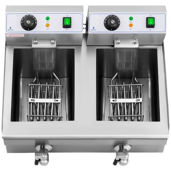 Royal Catering Elektrisk fritös - 2 x 10 liter - Avtappningskranar - 230 V
