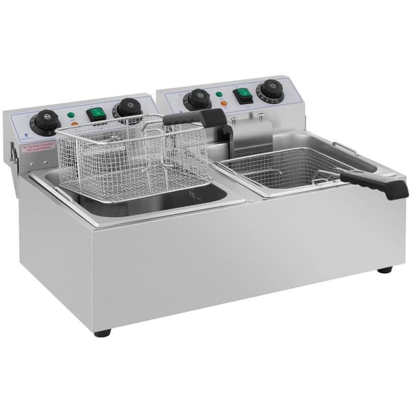 Royal Catering Elektrisk fritös - 2 x 10 liter - Timer - 230 V