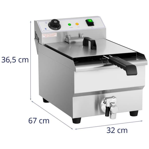 Royal Catering Fritös - 13 liter - 3200 W - Tappkran - Kallzon