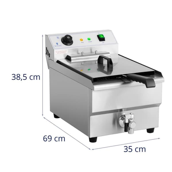 Royal Catering Elektrisk fritös - 16 liter - 6000 W - tappkran - kallzon